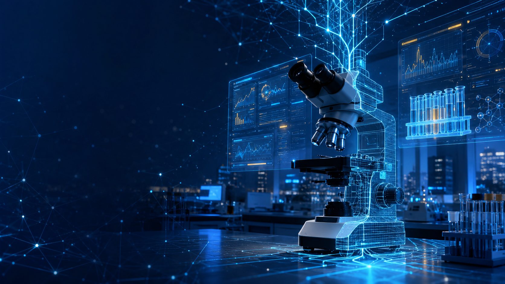 Laboratorio clínico con tecnología e inteligencia artificial conectada